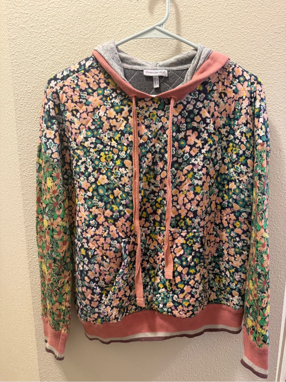 Anthropologie Multi-Color Floral Hooded Pullover